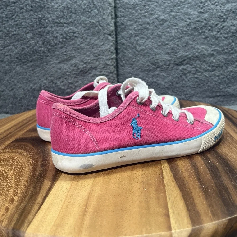 POLO RALPH LAUREN 991732 Inf's 13.5 Preppy‎ Pink Canvas Casual Shoes Laces